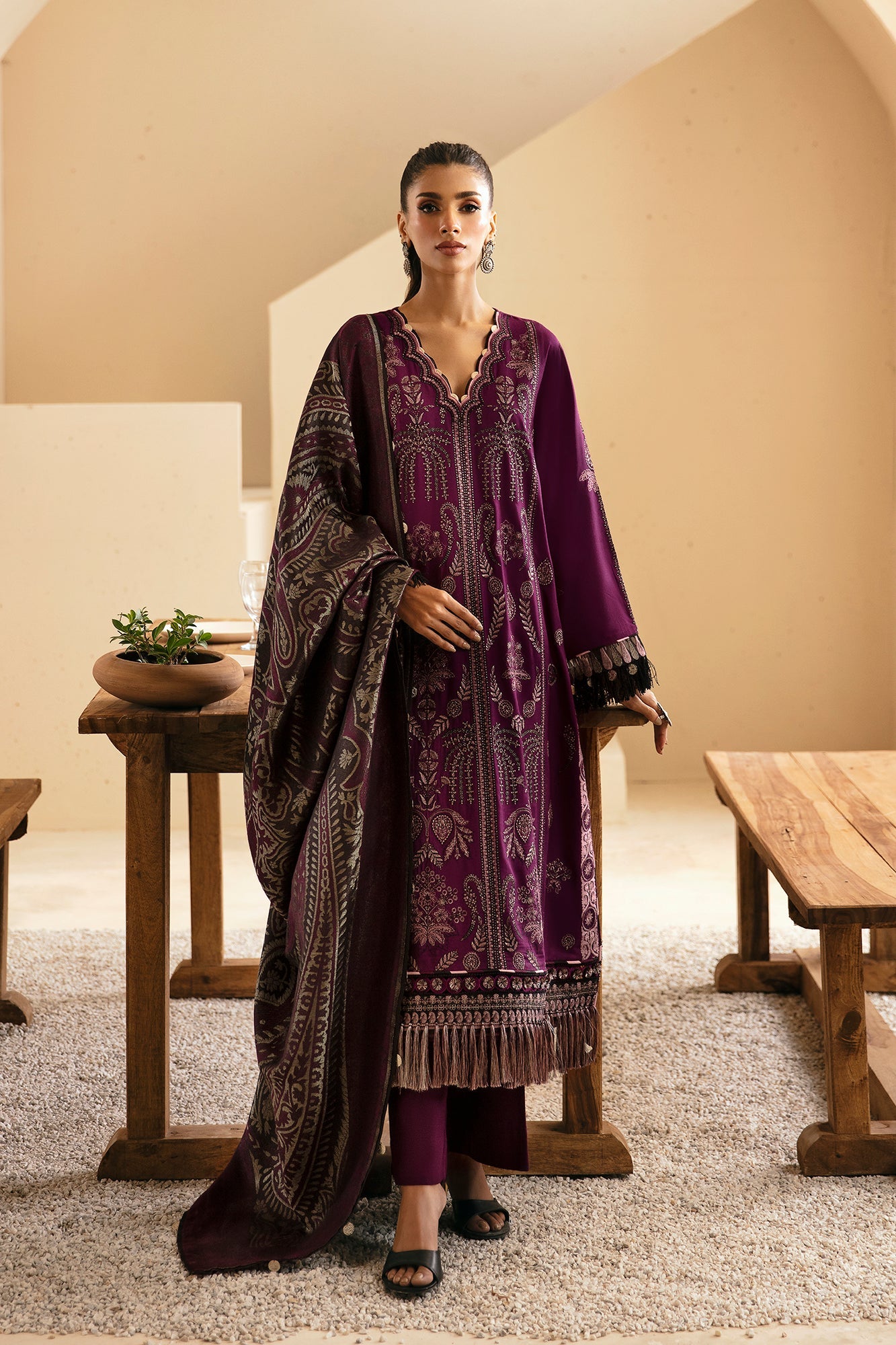 EMBROIDERED SUIT (E0457/203/517) | Rozana | ETHNC