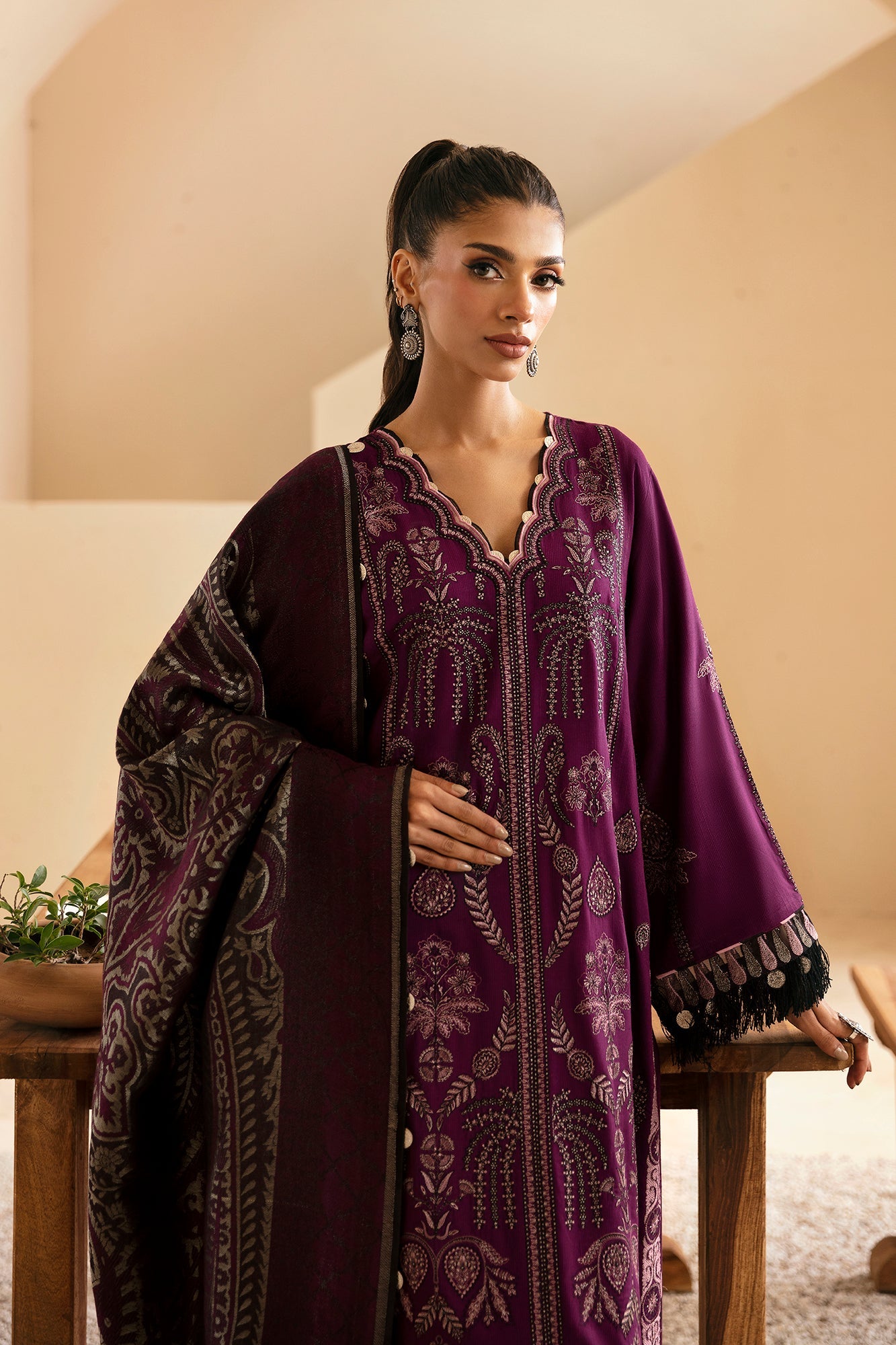 EMBROIDERED SUIT (E0457/203/517) | Rozana | ETHNC