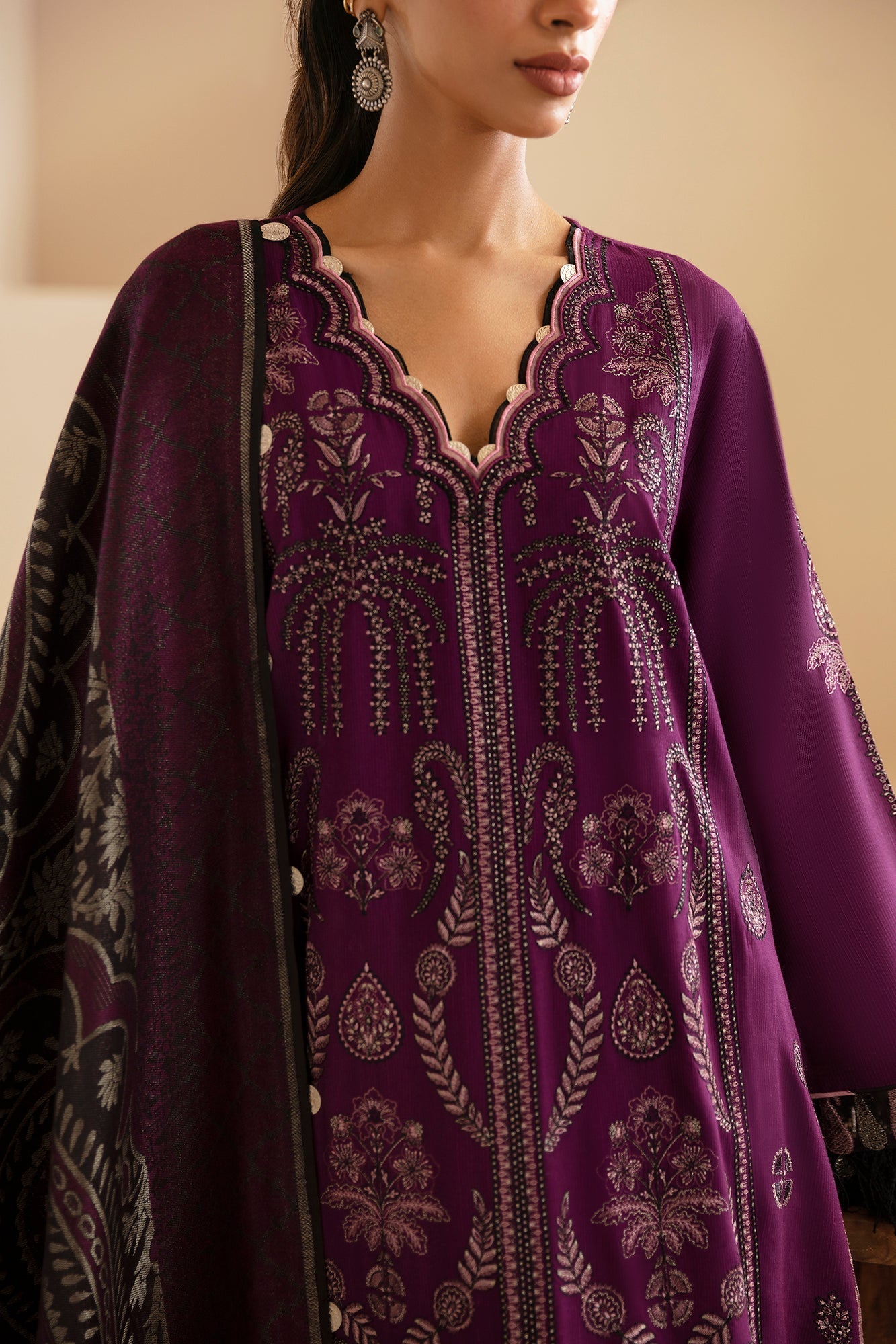 EMBROIDERED SUIT (E0457/203/517) | Rozana | ETHNC