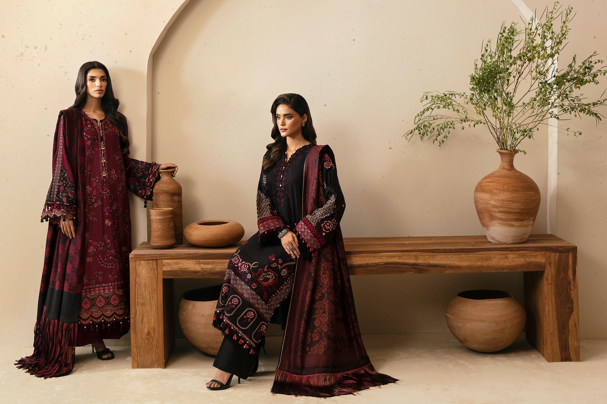 EMBROIDERED SUIT (E0459/203/901) | Rozana | ETHNC