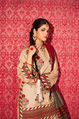 Three Piece Embroidered Raw Silk Slub Shirt with Yarn Dyed Dupatta | Festive | Al Karam