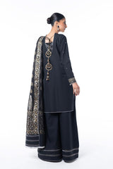 Three Piece Embroidered Thick Cambric Shirt with Block Print Dupatta | Festive | Al Karam