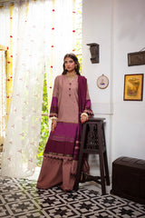 Two Piece Embroidered Yarn Dyed Silk Shirt with Yarn Dyed Dupatta | Festive | Al Karam