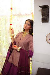 Two Piece Embroidered Yarn Dyed Silk Shirt with Yarn Dyed Dupatta | Festive | Al Karam