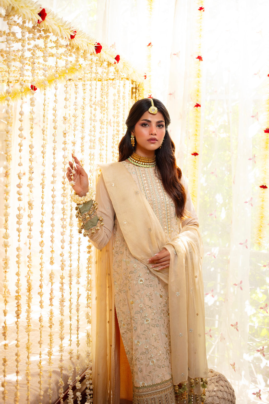 Three Piece Embroidered Plain Viscose Shirt with Dyed Meisuri Dupatta | Festive | Al Karam