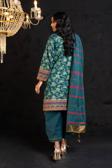 3 Pc Embroidered Two Way Slub Suit With Yarn Dyed Dupatta | Festive | Al Karam