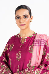 2 Pc Printed Embroidered Indian Silk Shirt With Yarn Dyed Dupatta | Festive | Al Karam