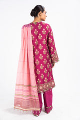 2 Pc Printed Embroidered Indian Silk Shirt With Yarn Dyed Dupatta | Festive | Al Karam