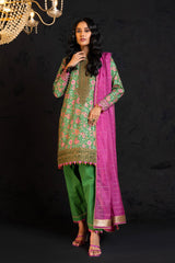 3 Pc Embroidered Dobby Lawn Suit With Fancy Dupatta | Festive | Al Karam