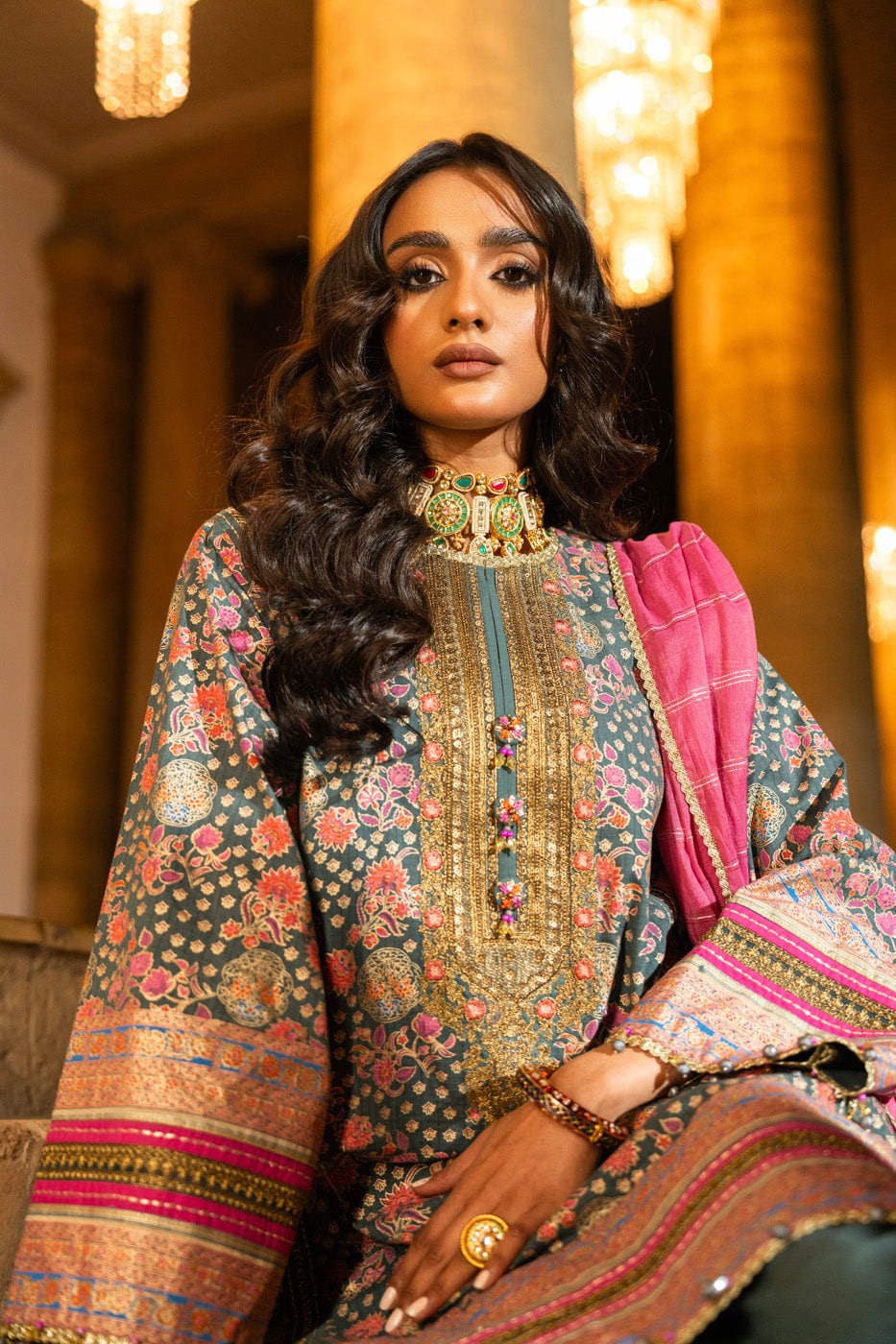 3 Pc Embroidered Dobby Lawn Suit With Fancy Dupatta | Festive | Al Karam