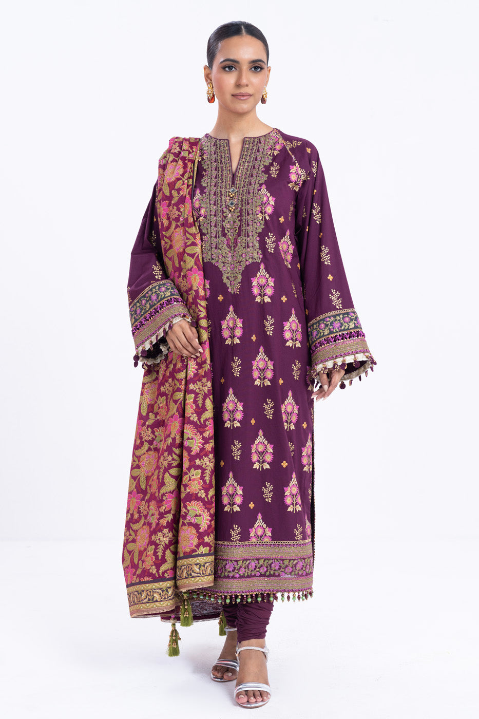 2 Pc Printed Thin Cambric Shirt With Printed Thin Cotton Silk Dupatta | Festive | Al Karam