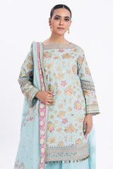 2 Pc Printed Embroidered Thin Cambric Shirt With Printed Thin Cotton Silk Dupatta | Festive | Al Karam