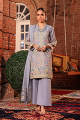 4 Pc Embroidered Cotton Net Suit With Sequence Dupatta | Festive | Al Karam