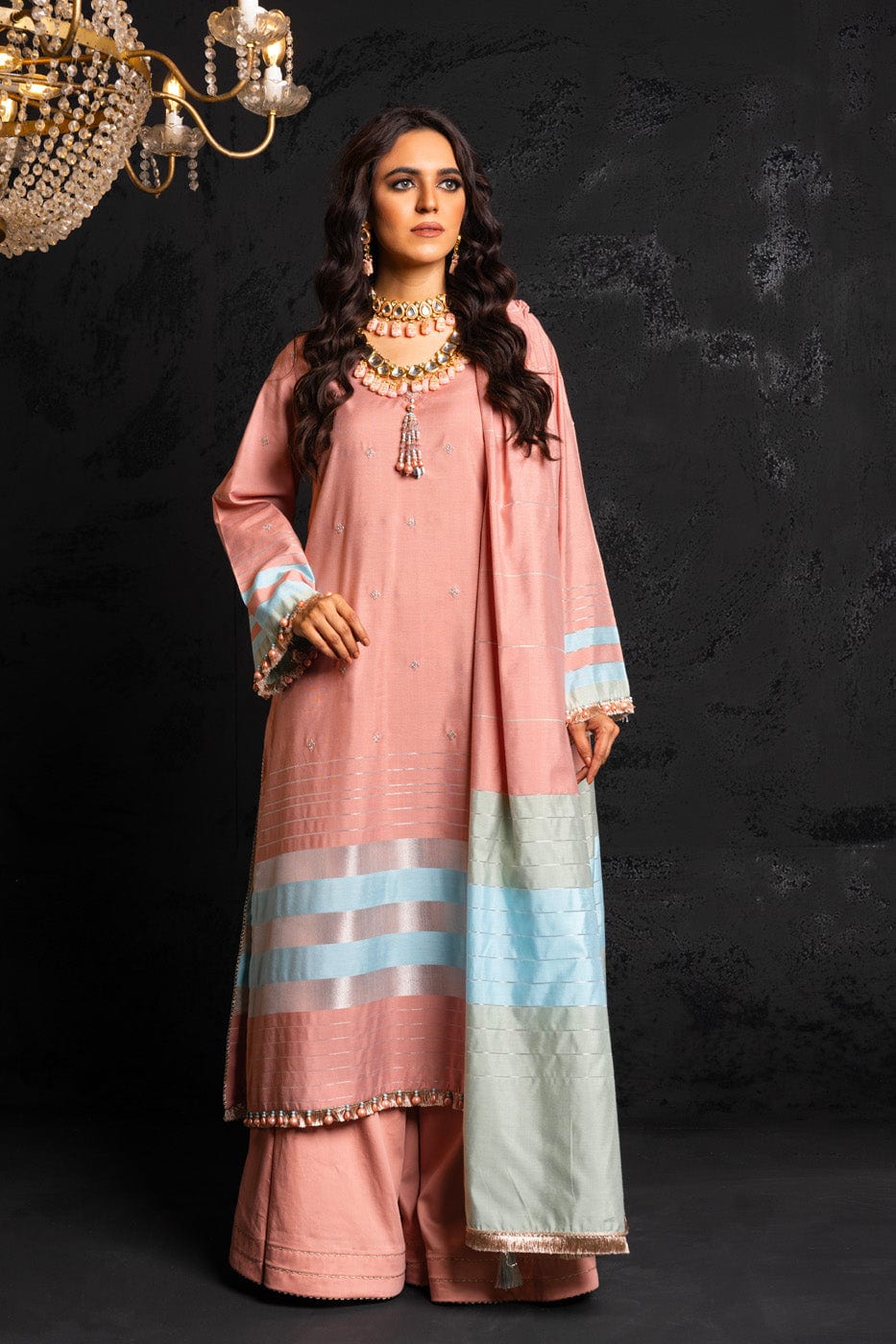 2 Pc Embroidered Yarn Dyed Suit With Yarn Dyed Dupatta | Festive | Al Karam