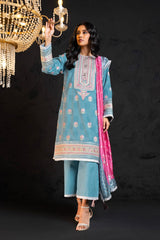 3 Pc Embroidered Jacquard Suit With Silk Dupatta | Festive | Al Karam