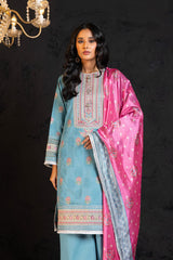 3 Pc Embroidered Jacquard Suit With Silk Dupatta | Festive | Al Karam