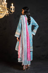 3 Pc Embroidered Jacquard Suit With Silk Dupatta | Festive | Al Karam