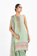 3 Pc Dyed Jacquard Shirt With Chiffon Printed Dupatta | Festive | Al Karam