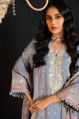 3 Pc Embroidered Jacquard Suit With Jacquard Dupatta | Festive | Al Karam