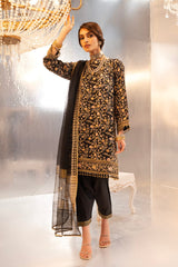 3 Pc Printed Embroidered Doria Shirt With Yarn Dyed Dupatta | Festive | Al Karam