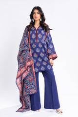 3 Piece Printed Khaddar Suit With Light Khaddar Dupatta | Winter | Al Karam