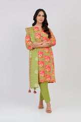 3 Piece Printed Khaddar Suit With Light Khaddar Dupatta | Winter | Al Karam