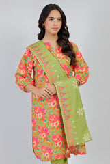 3 Piece Printed Khaddar Suit With Light Khaddar Dupatta | Winter | Al Karam