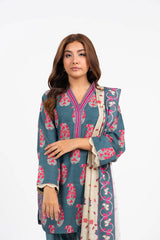 3 Piece Printed Khaddar Suit With Light Khaddar Dupatta | Winter | Al Karam