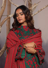 3 Pc Printed Cross Slub Viscose Suit With Shawl | Winter | Al Karam