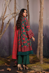 3 Pc Printed Cross Slub Viscose Suit With Shawl | Winter | Al Karam