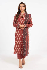 3 Piece Printed Khaddar Suit With Light Khaddar Dupatta | Winter | Al Karam