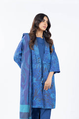 3 Pc Printed Chambre Suit With Chambre Dupatta | Winter | Al Karam