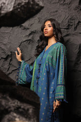 3 Pc Printed Staple Slub Viscose Suit With Herringbone Shawl | Winter | Al Karam