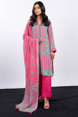 3 Pc Printed Corduroy Suit With Viscose Dupatta | Winter | Al Karam