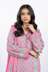 3 Pc Printed Corduroy Suit With Viscose Dupatta | Winter | Al Karam