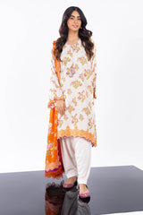 3 Pc Printed Corduroy Suit With Viscose Dupatta | Winter | Al Karam