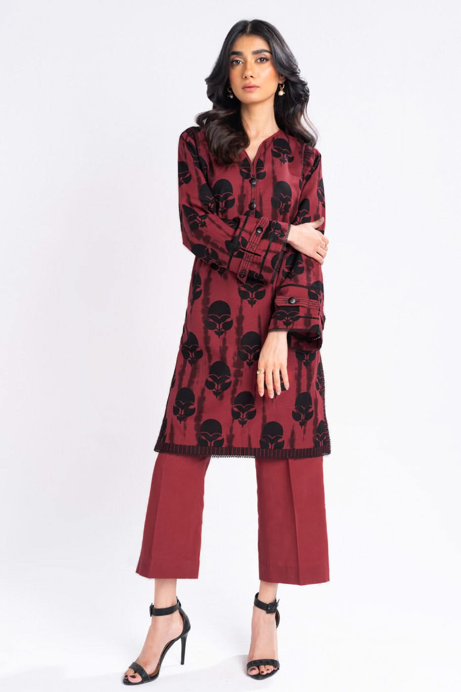 2 Piece Printed Khaddar Suit With Khaddar Trouser | Winter | Al Karam