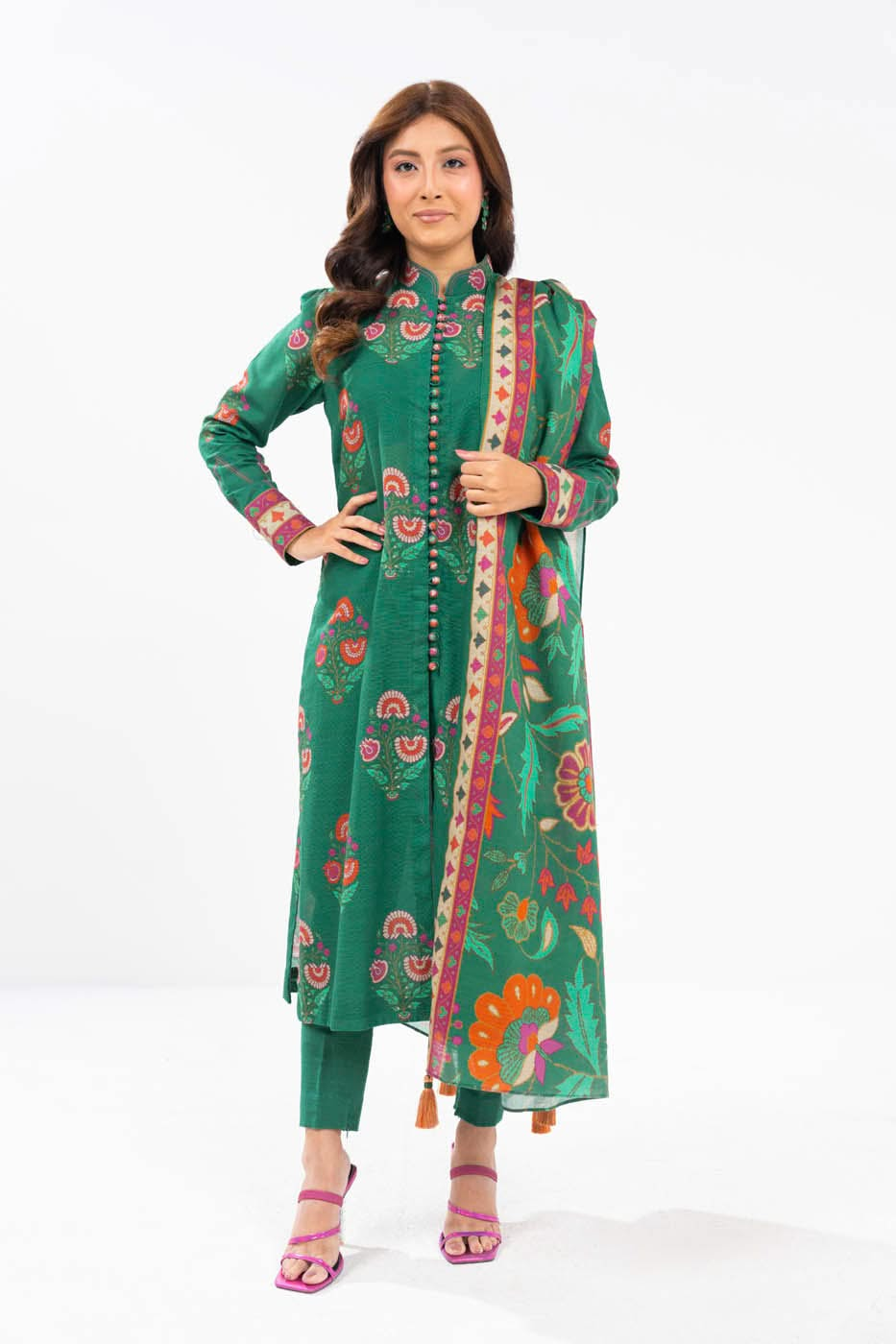 2 Piece Printed Khaddar Suit With Khaddar Dupatta | Winter | Al Karam