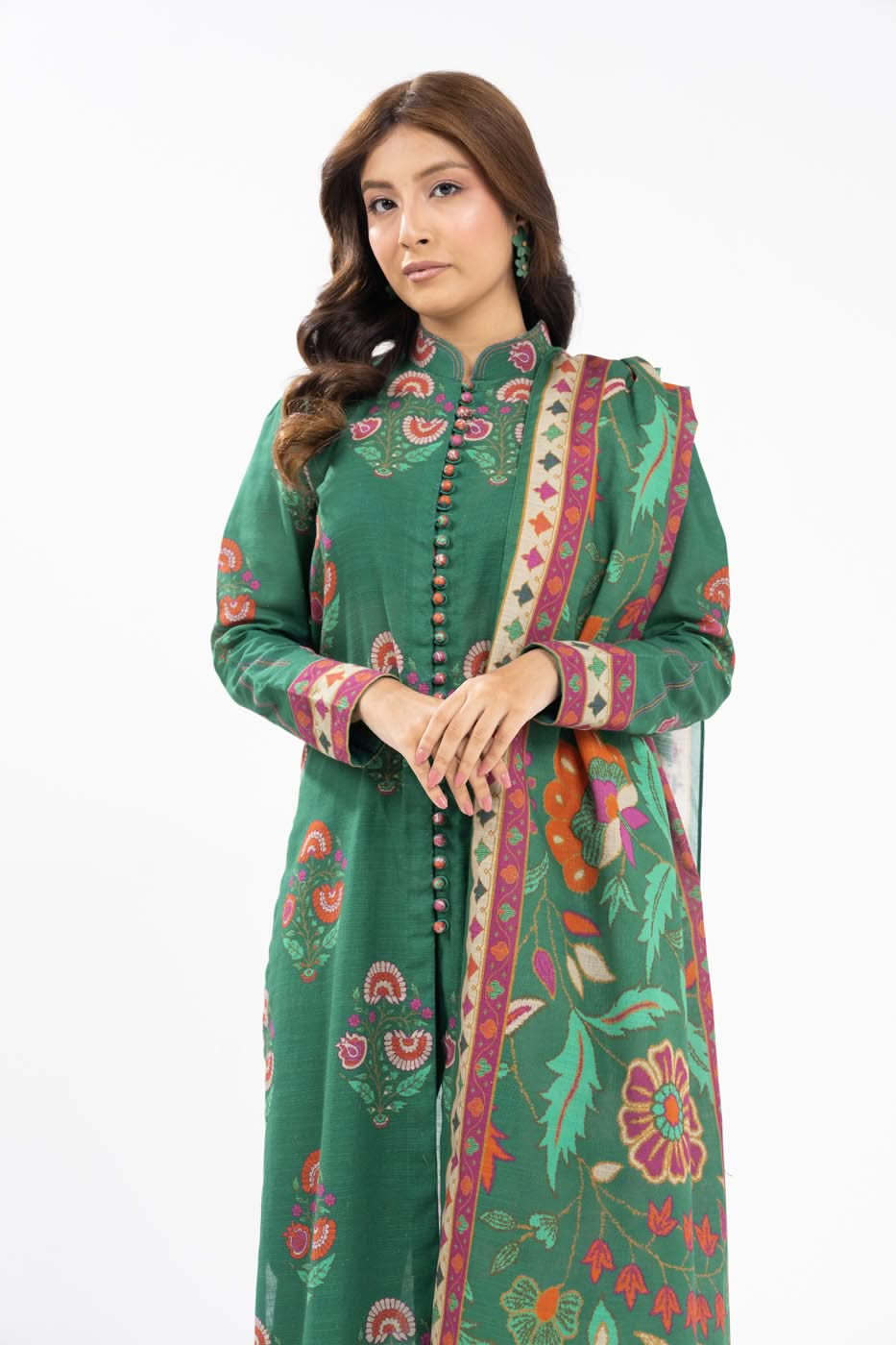 2 Piece Printed Khaddar Suit With Khaddar Dupatta | Winter | Al Karam