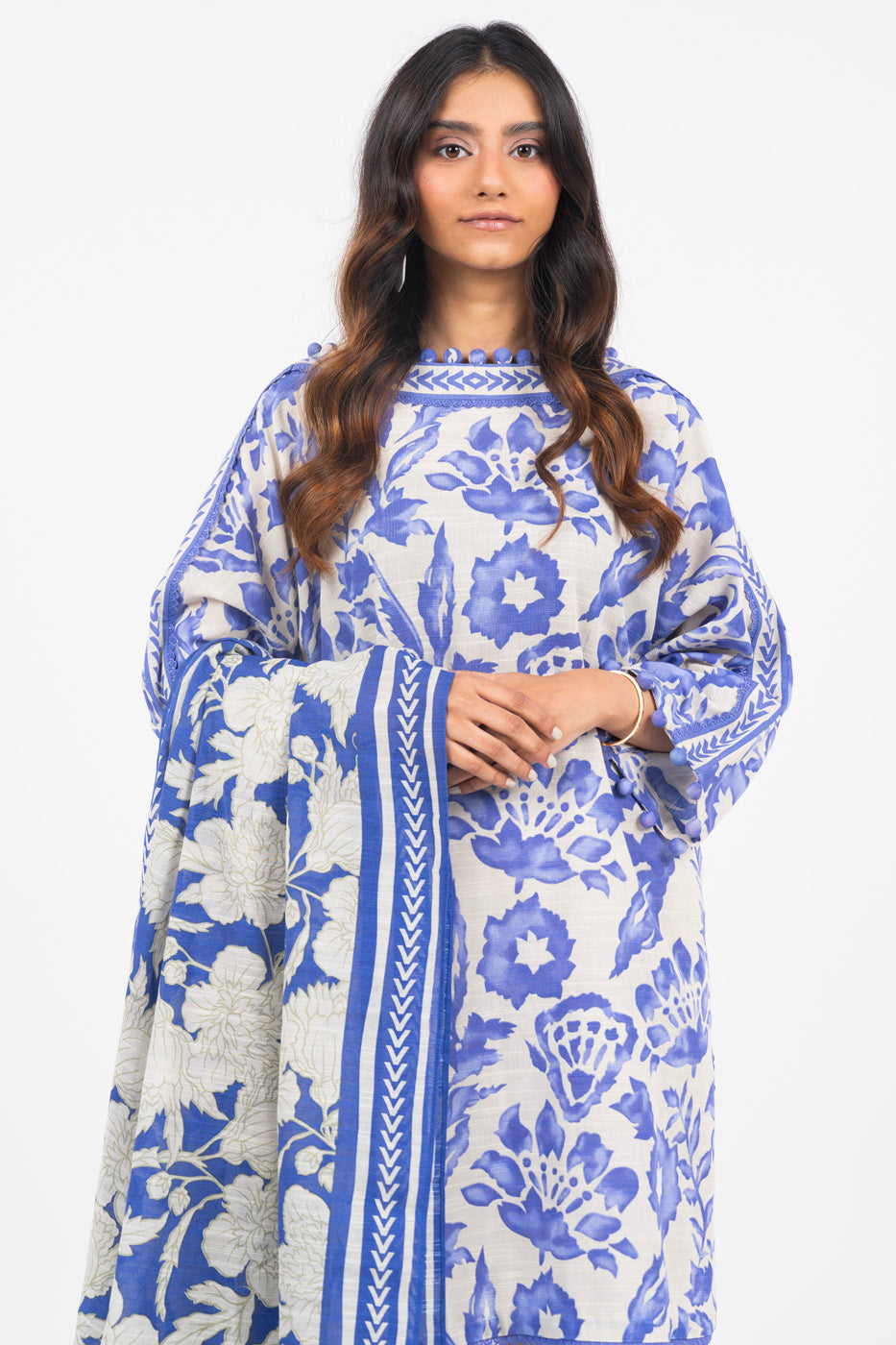 3 Piece Printed Khaddar Suit With Light Khaddar Dupatta | Winter | Al Karam