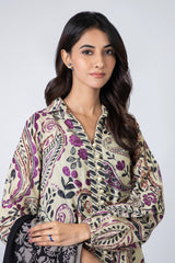 3 Piece Printed Khaddar Suit With Woven Jacquard Shawl | Winter | Al Karam