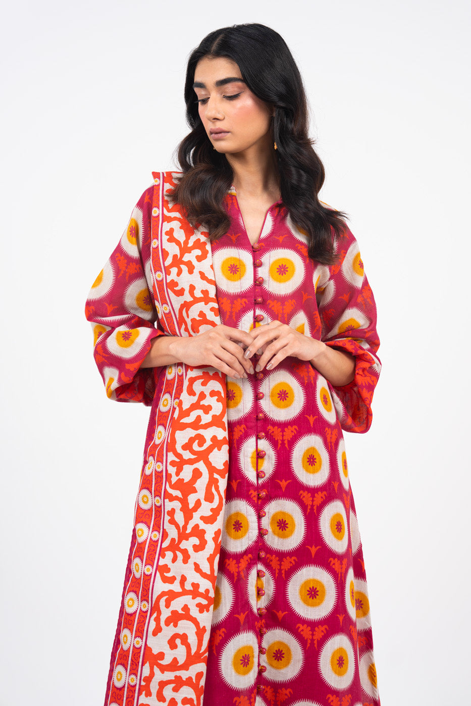 2 Piece Printed Khaddar Suit With Light Khaddar Dupatta | Winter | Al Karam