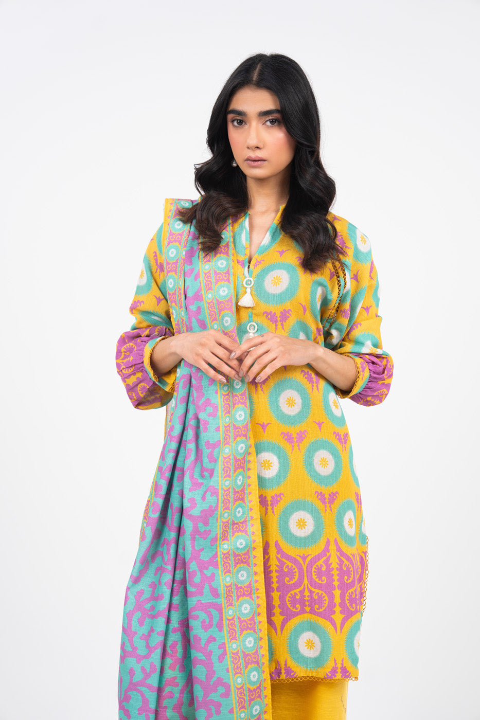 2 Piece Printed Khaddar Suit With Light Khaddar Dupatta | Winter | Al Karam