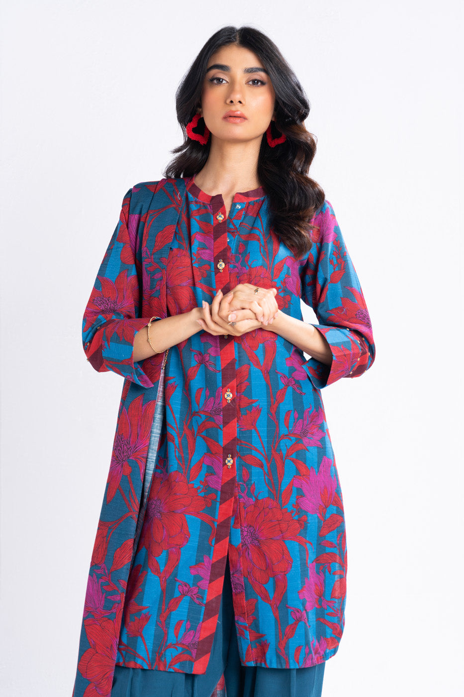 3 Piece Printed Khaddar Suit With Light Khaddar Dupatta | Winter | Al Karam