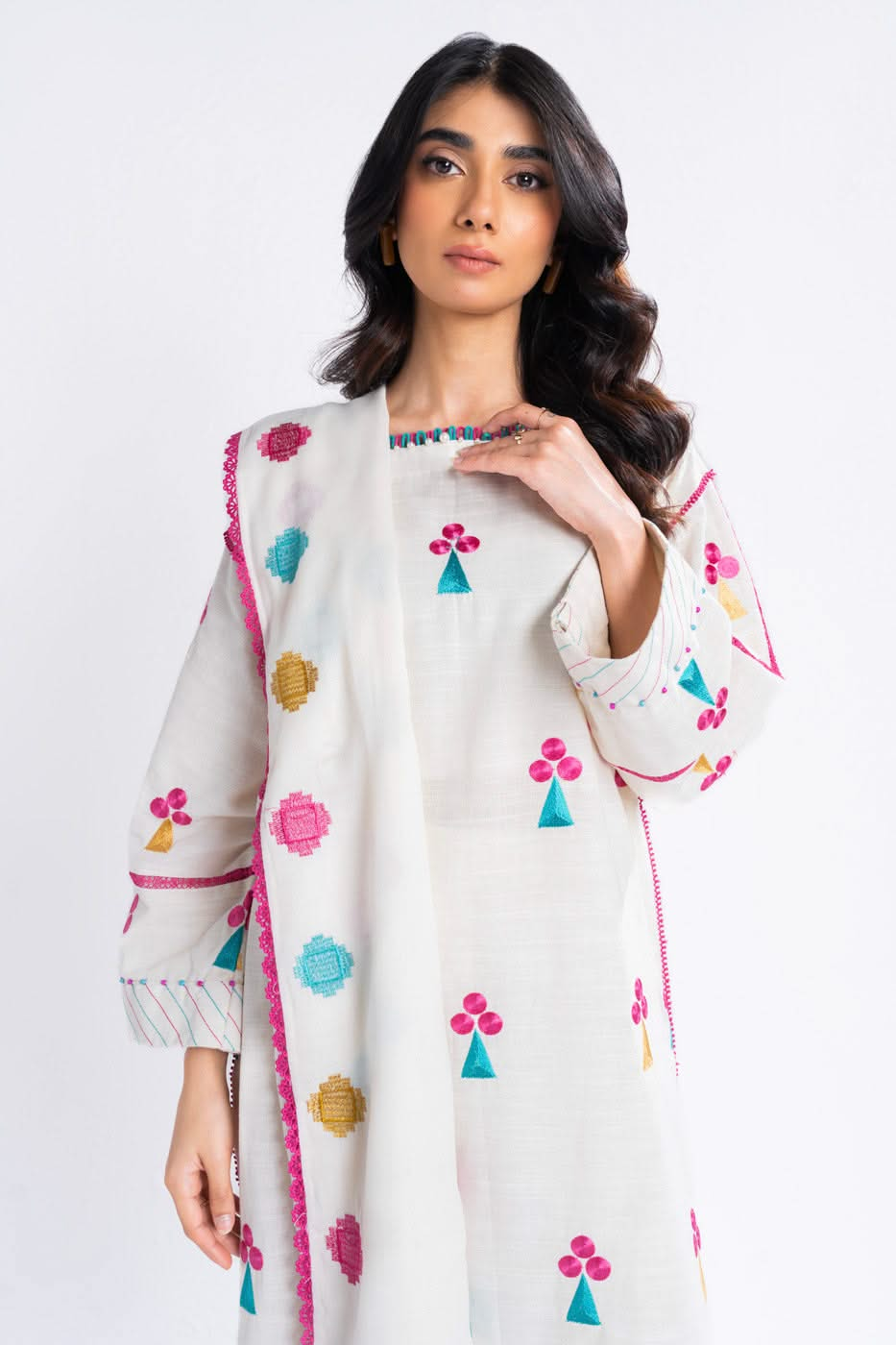 3 Piece Embroidered Khaddar Suit With Shawl | Winter | Al Karam