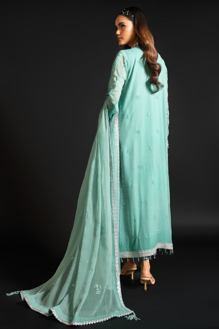 4 Pc Embroidered Chiffon Suit With Chiffon Dupatta | Heavy Formal | Al Karam