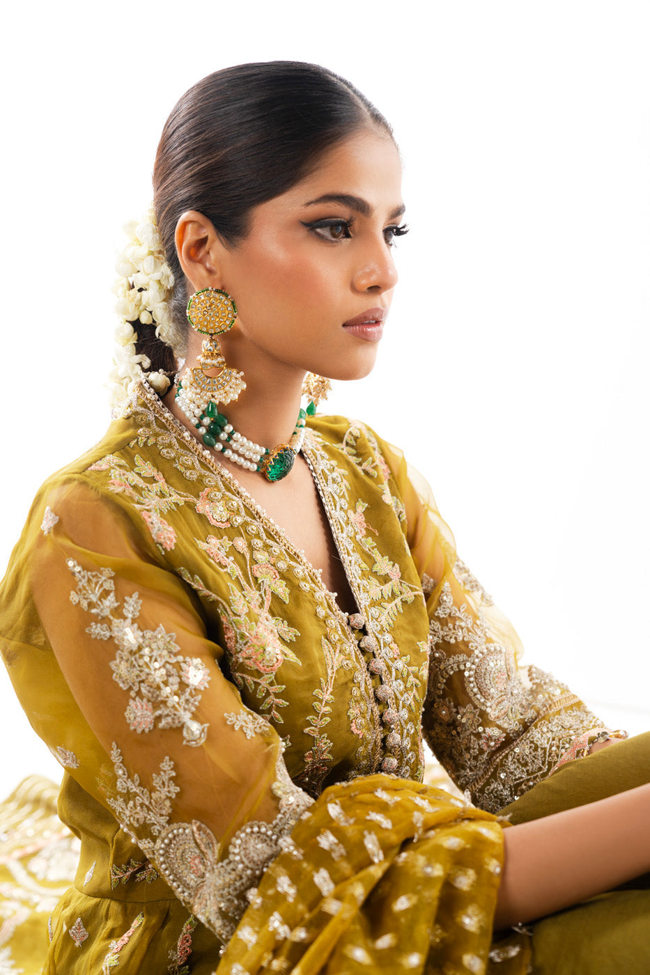 Four Piece Embroidered Organza 6m Suit with Organza Jacquard Dupatta | Heavy Formal | Al Karam