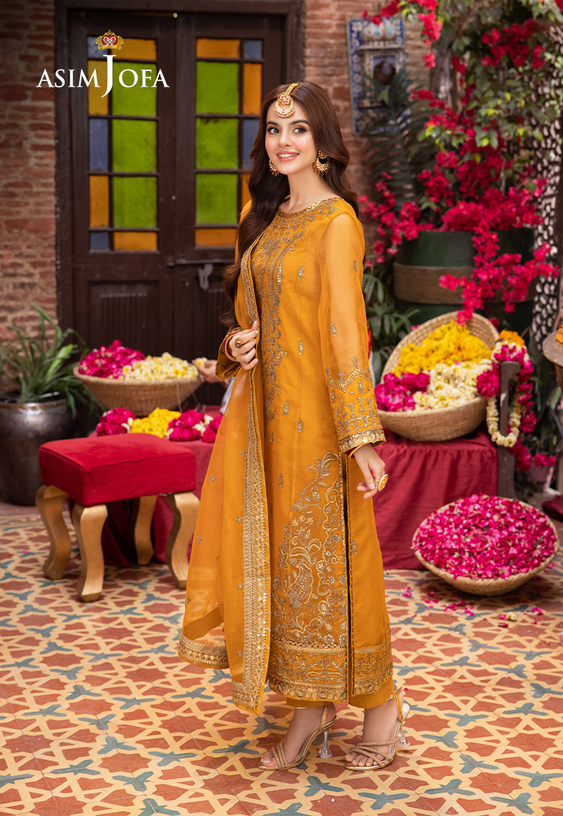 AJEM-12 EMBROIDERED ORGANZA 3 PCS |Asim Jofa