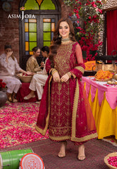 AJEM-23 EMBROIDERED ORGANZA 3 PCS |Asim Jofa