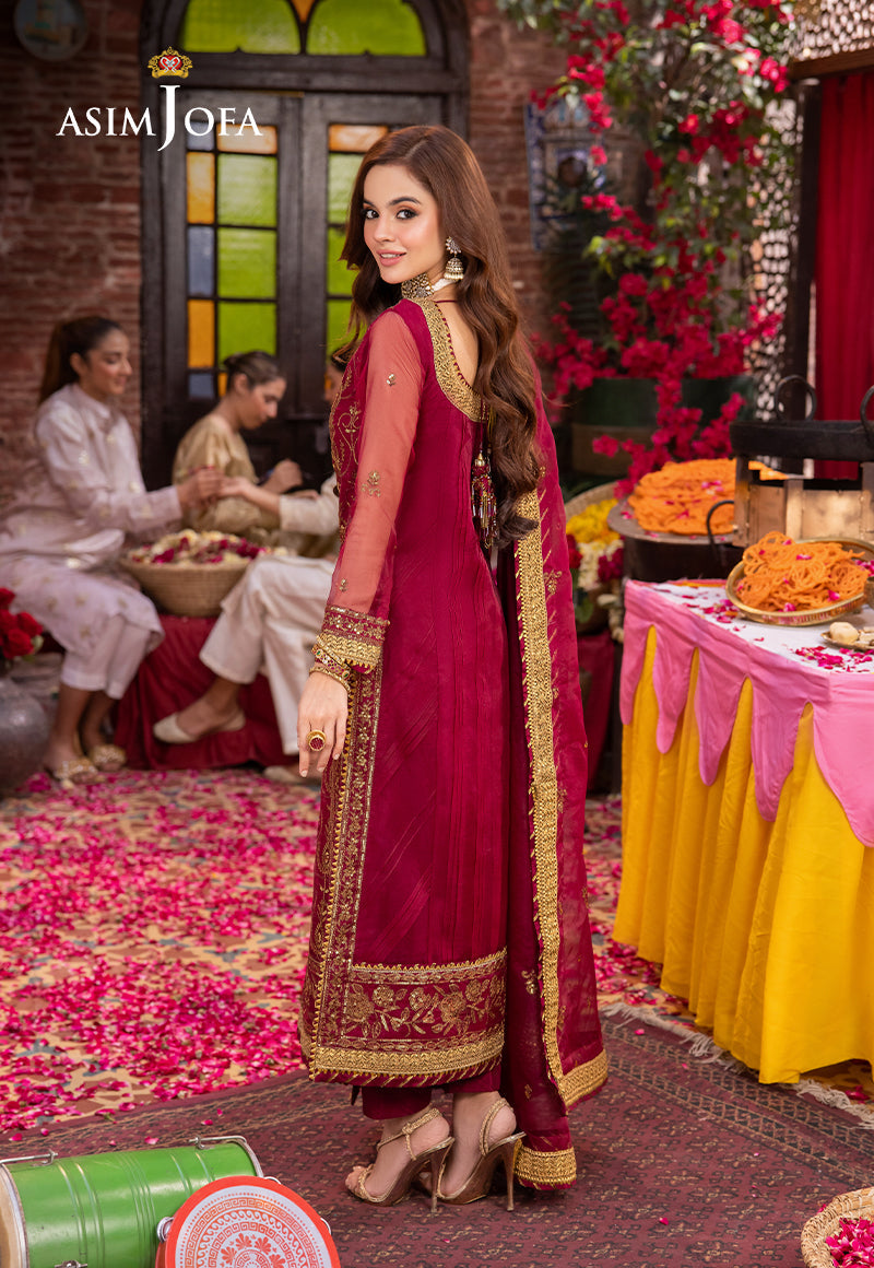 AJEM-23 EMBROIDERED ORGANZA 3 PCS |Asim Jofa